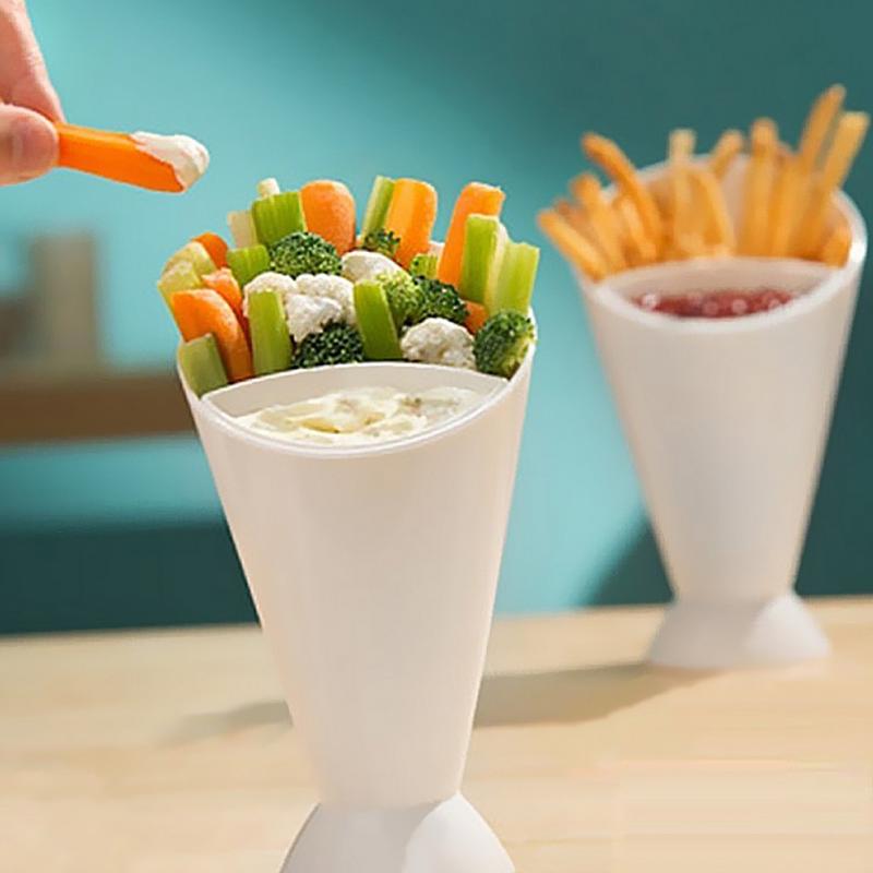 Set of 6 French Fries Chips Holder /& Ketchup Sauce Holder Vegetable Snack Bowl