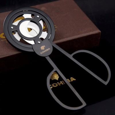 COHIBA Stainless Steel 3 blades Cigar Scissors Cutter New Boxed - BLACK