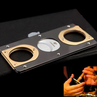 Double Blades Stainless Steel Cigar Cutter - GOLD