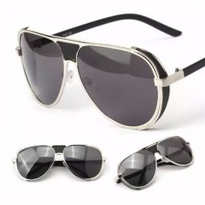 Vintage Designer Ironman Steampunk Sunglasses - SILVER Frame Grey