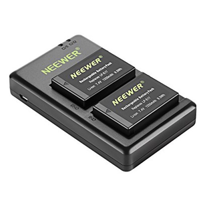 Neewer 2-Pack LP-E17 Upgraded Battery and Dual USB Charger for Canon Rebel SL2, T6i, T6s, T7i, Eos M3, M5, M6, Eos 200D, 77D, 750D, 760D, 800D, 8000D, KISS X8i, Digital SLR Camera