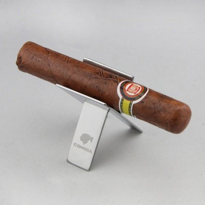 Stainless Steel Cohiba Cigar Holder with Leather Case