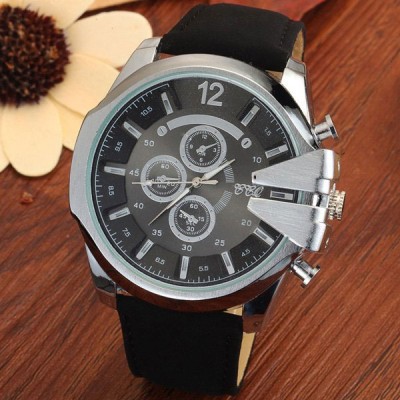 Vintage Mens Stainless Steel Large Sport Quartz Watch - Black